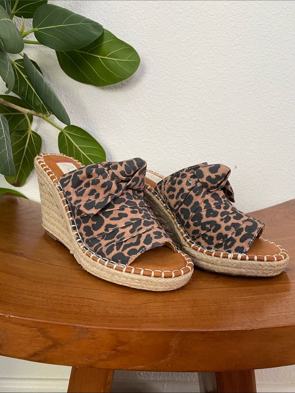 Sugar Leopard-Print Espadrille Wedge Mules - Brown/Black